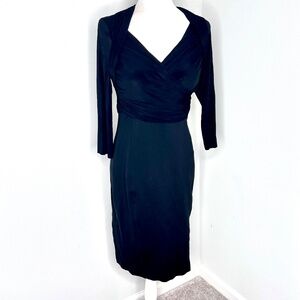 MaxMara Black 3/4 Sleeve Fitted Dress 46 L